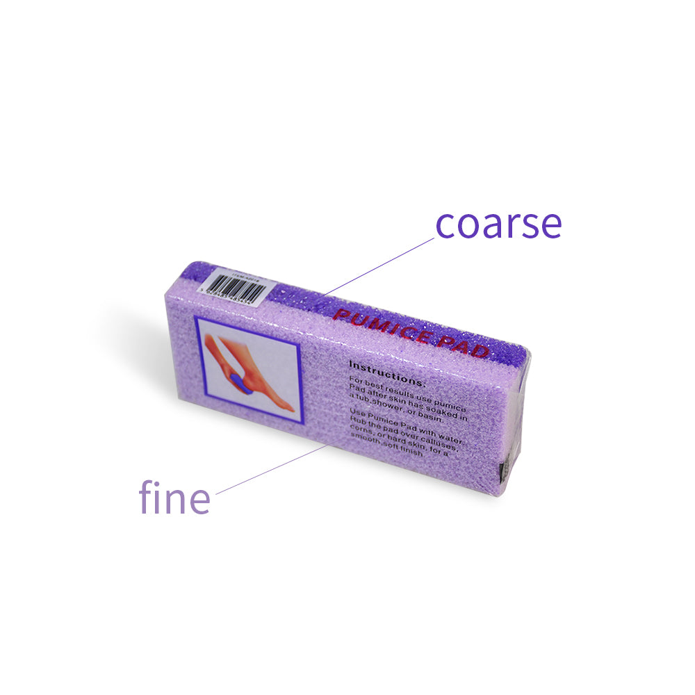 Wholesale 2 In 1 Pumice Pad, 48Packs/CTN 12Pcs/Pack Dual Grit Purple Coarse & Light Purple Fine Foot Exfoliating Pumice Pad