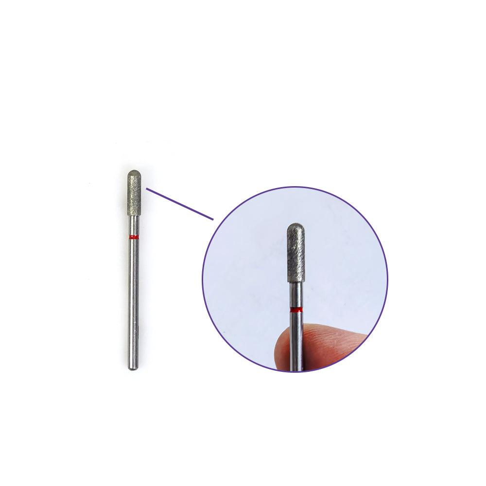 Fine Grit F Round Top Cylinder Diamond Nail Bit 3*10mm For Nail Surface Polishing