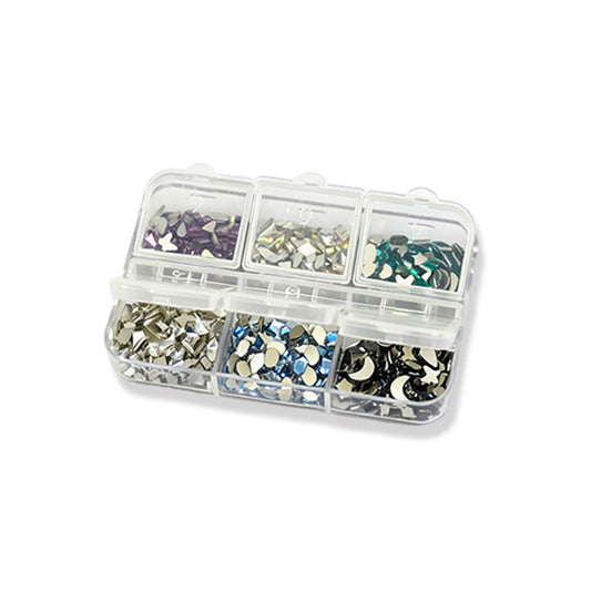 6 Grids Mixed Metallic Nail Art Sequins Irregular Mirror Flakes