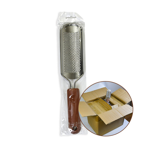 Wholesale Steel Foot File With Brown Handle Silver Fine‑Small Hole | 144Pcs Full Case