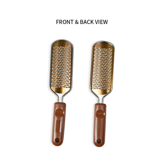 Golden Steel Foot File With Brown Handle Coarse‑Big Hole | Single Piece
