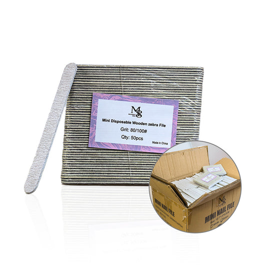 Wholesale Zebra Mini Disposable Nail File Wood Inside 80/100# Grit | 5000Pcs Full Carton