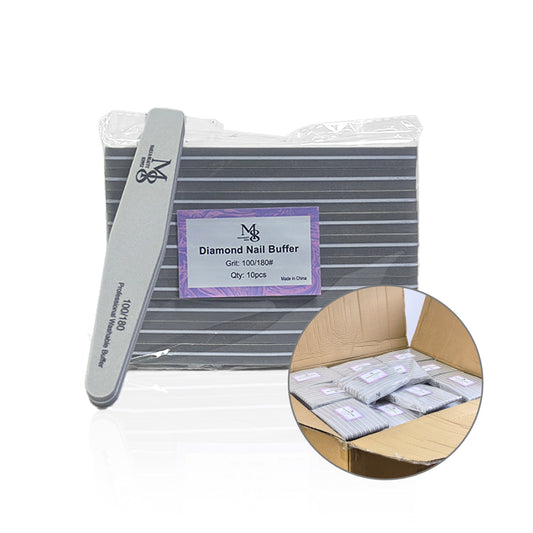 Wholesale 7 Inch Diamond Nail Buffer 100/180#Grit | 1000Pcs Full Carton 100‑Bag（1000pcs/ctn）