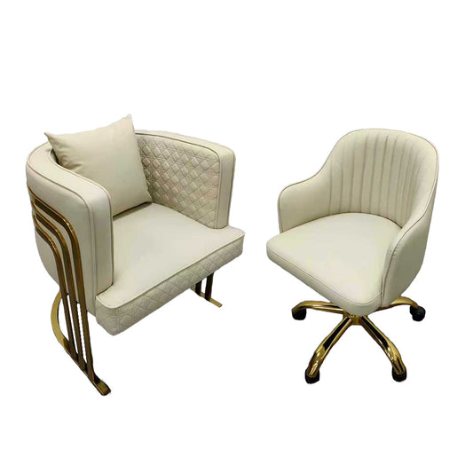 Wholesale Nail Salon Chair Set Premium Leather Customer Sofa & Technician Rolling Chair（Please call for further information）