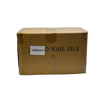 7 Inch Half Moon Zebra Nail File Bulk Carton | 1000 Pcs Professional Nail Files 80/80#Grit（1000pcs/ctn）