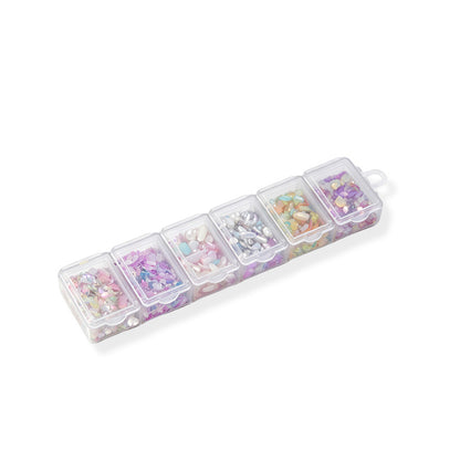 6 Grids Mixed Shell Fragments Nail Art Charms Iridescent Pearl Shell Chips