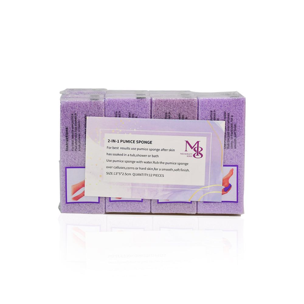 Wholesale 2 In 1 Pumice Pad, 48Packs/CTN 12Pcs/Pack Dual Grit Purple Coarse & Light Purple Fine Foot Exfoliating Pumice Pad