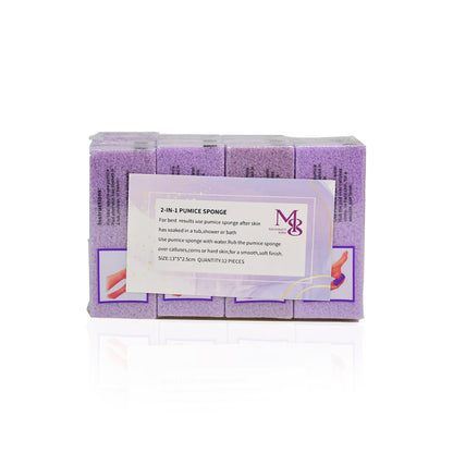 Wholesale 2 In 1 Pumice Pad, 48Packs/CTN 12Pcs/Pack Dual Grit Purple Coarse & Light Purple Fine Foot Exfoliating Pumice Pad