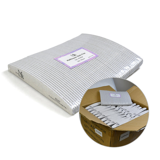 7 Inch Half Moon Zebra Nail File Bulk Carton | 1000 Pcs Professional Nail Files 80/80#Grit（1000pcs/ctn）