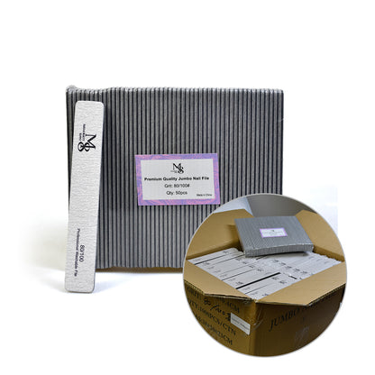 Wholesale 7 Inch Jumbo Zebra Nail File 80/100# Grit | 1000Pcs Full Carton 20‑Pack（1000pcs/ctn）