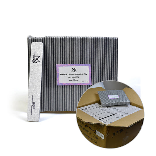 Wholesale 7 Inch Jumbo Zebra Nail File 80/100# Grit | 1000Pcs Full Carton 20‑Pack（1000pcs/ctn）