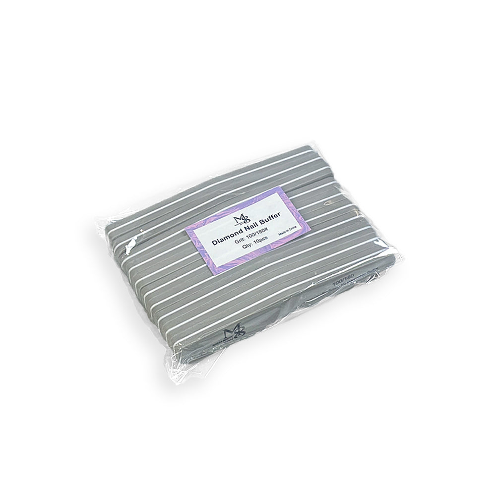 7 Inch Diamond Nail Buffer 100/180# Grit | 10Pcs Bag White Plastic Base