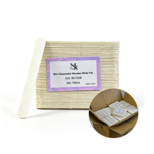 Wholesale White Mini Disposable Nail File Wood Inside 80/100# Grit | 5000Pcs Full Carton