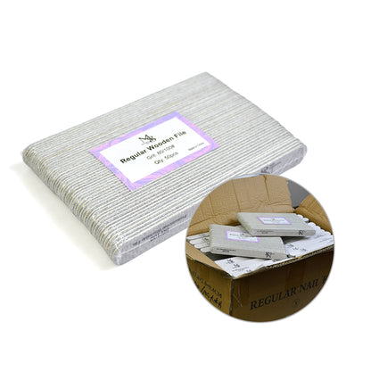 Wholesale 7 Inch Regular Wooden Zebra Nail File 80/100 Grit | 2000Pcs Full Carton 40‑Pack（2000pcs/ctn）