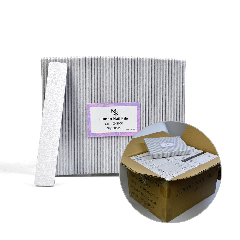 7 Inch Jumbo Zebra Nail File Bulk Carton | 1000 Pcs Professional Nail Files 80/80#Grit or 100/100#Grit（1000pcs/ctn）