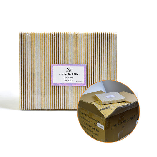 7 Inch Jumbo Golden Nail File Bulk Carton | 1000 Pcs Professional Nail Files 80/80#Grit（1000pcs/ctn）
