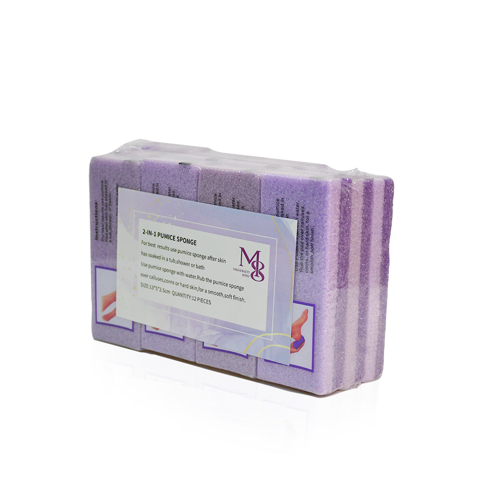 Wholesale 2 In 1 Pumice Pad, 48Packs/CTN 12Pcs/Pack Dual Grit Purple Coarse & Light Purple Fine Foot Exfoliating Pumice Pad
