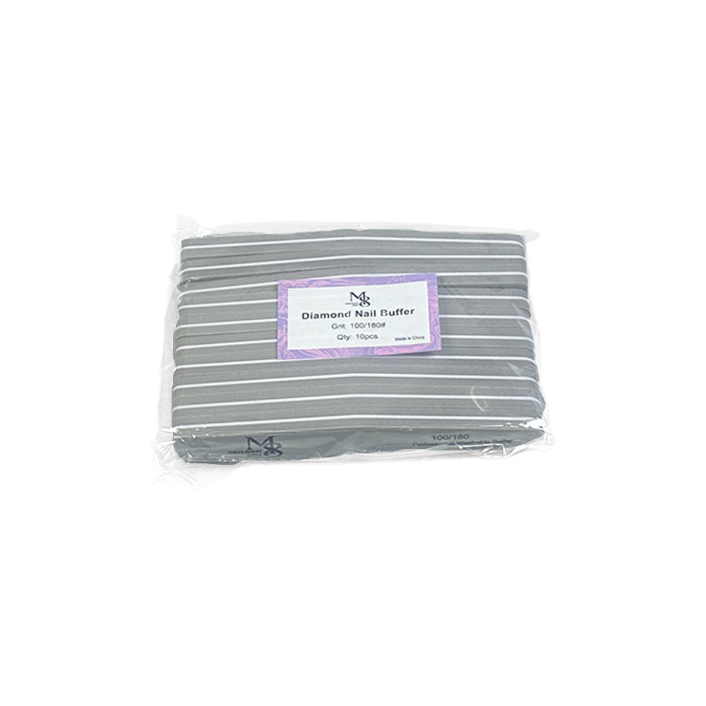 7 Inch Diamond Nail Buffer 100/180# Grit | 10Pcs Bag White Plastic Base