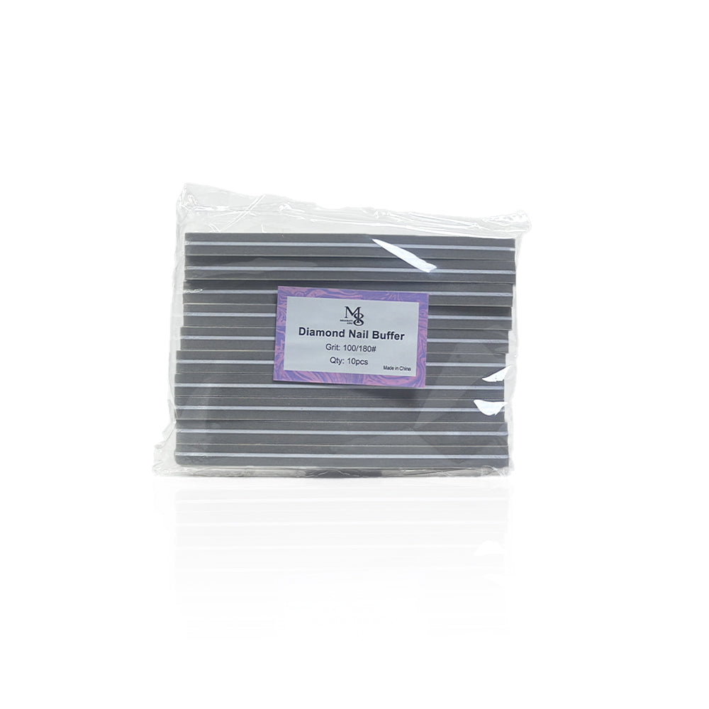 7 Inch Diamond Nail Buffer 100/180# Grit | 10Pcs Bag White Plastic Base