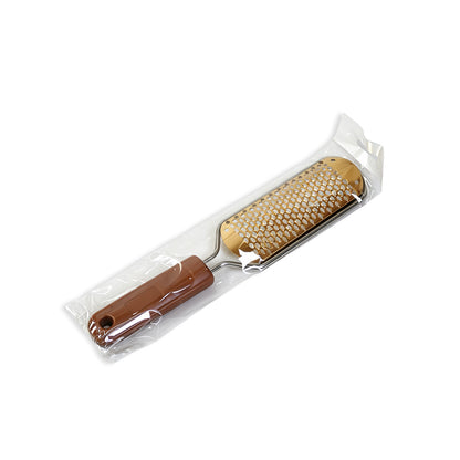 Wholesale Golden Steel Foot File With Brown Handle Coarse‑Big Hole | 144Pcs Full Case