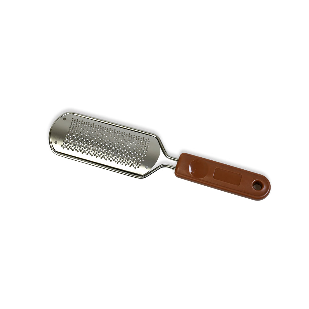 Wholesale Steel Foot File With Brown Handle Silver Fine‑Small Hole | 144Pcs Full Case