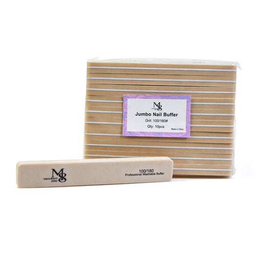 7 Inch Jumbo Nail Buffer 100/180#Grit | 10Pcs Bag White Plastic Base