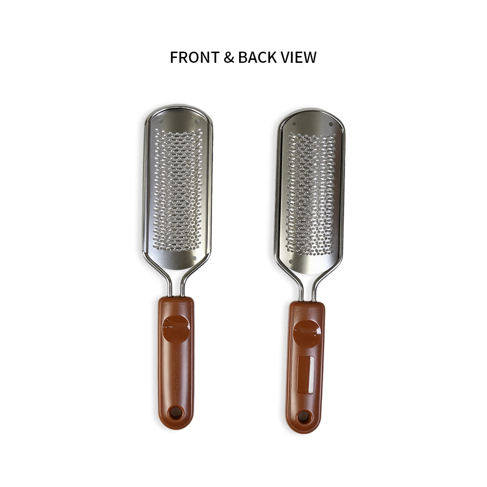 Wholesale Steel Foot File With Brown Handle Silver Fine‑Small Hole | 144Pcs Full Case