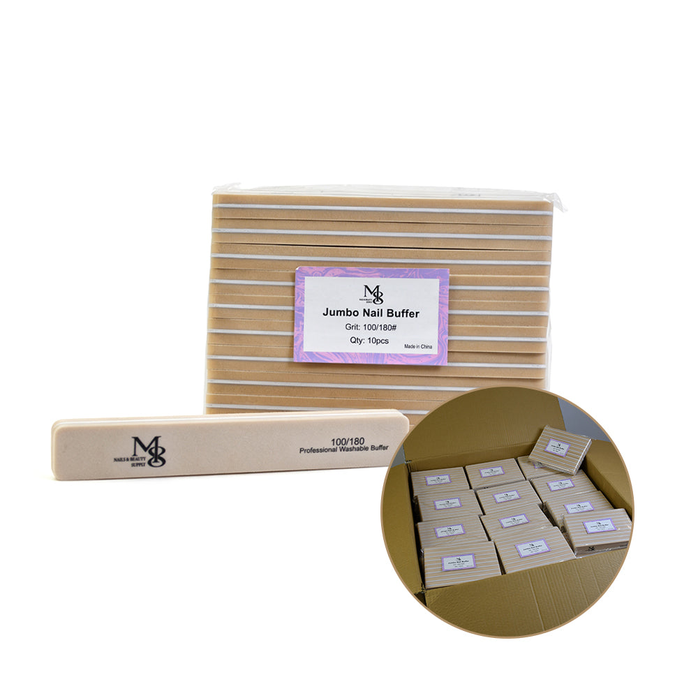 Wholesale 7 Inch Jumbo Nail Buffer 100/180#Grit | 1000Pcs Full Carton 100‑Bag（1000pcs/ctn）