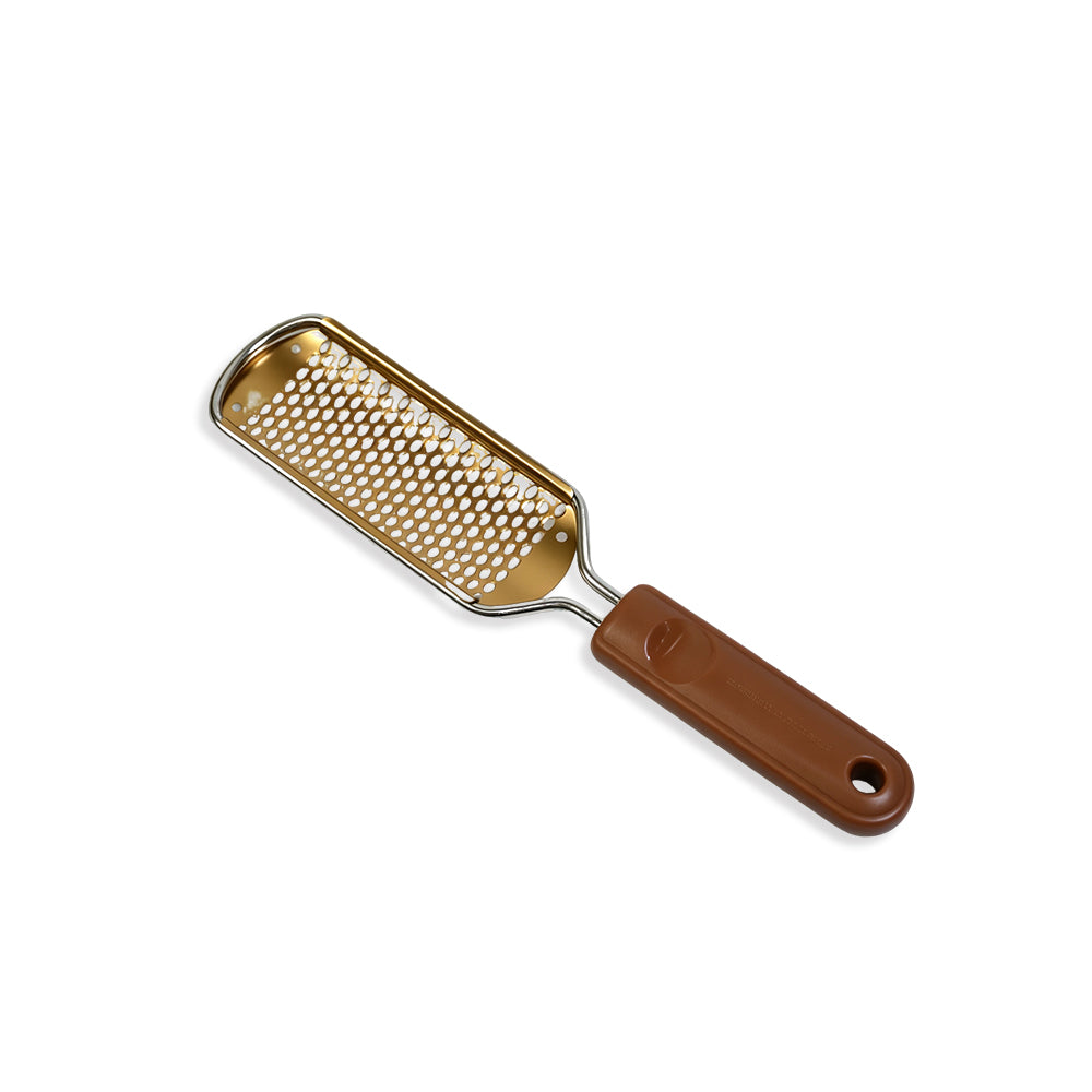 Wholesale Golden Steel Foot File With Brown Handle Coarse‑Big Hole | 144Pcs Full Case