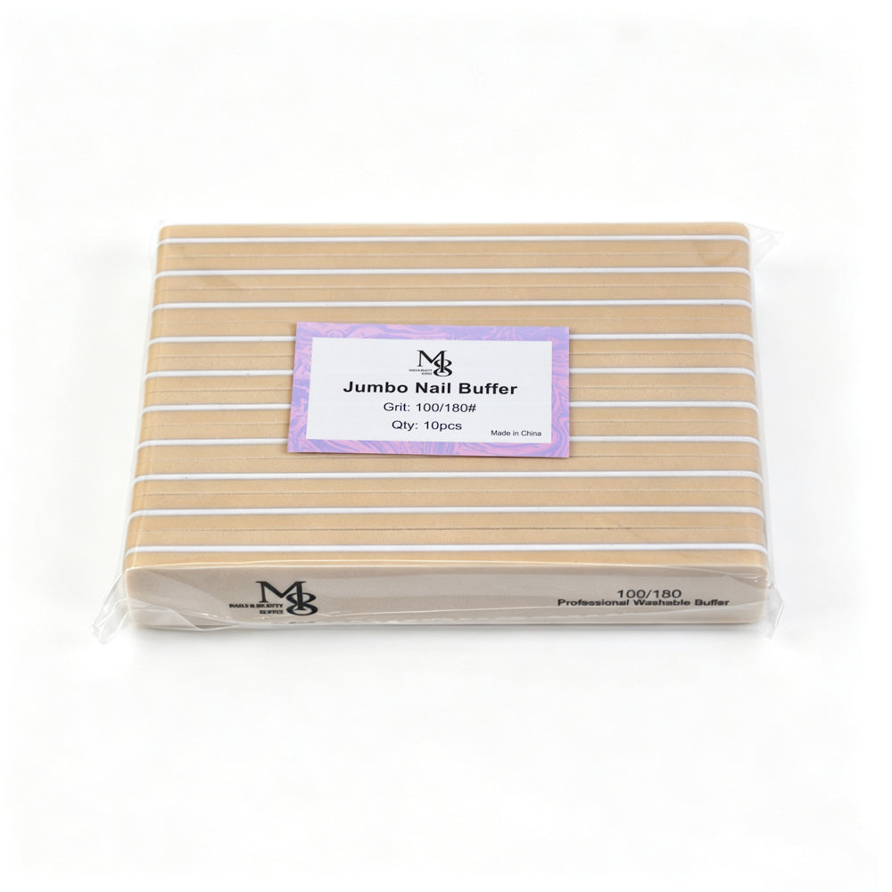 7 Inch Jumbo Nail Buffer 100/180#Grit | 10Pcs Bag White Plastic Base