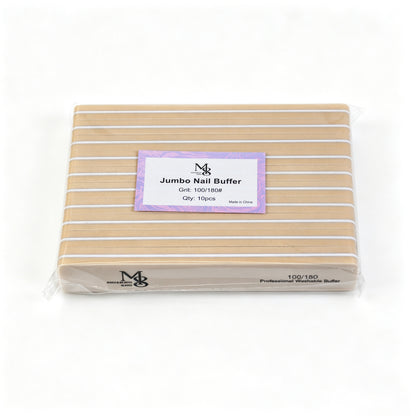 7 Inch Jumbo Nail Buffer 100/180#Grit | 10Pcs Bag White Plastic Base