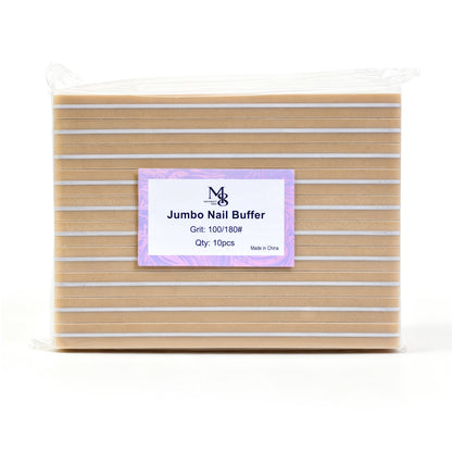 7 Inch Jumbo Nail Buffer 100/180#Grit | 10Pcs Bag White Plastic Base