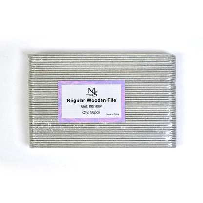 7 Inch Regular Wooden Zebra Nail File 80/100#Grit | 50Pcs Pack Wooden Board Center