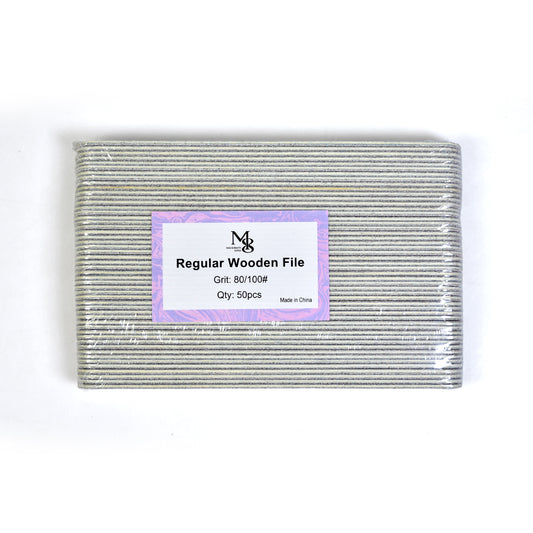 7 Inch Regular Wooden Zebra Nail File 80/100#Grit | 50Pcs Pack Wooden Board Center