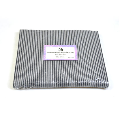 7 Inch Regular Zebra Nail File 80/100 Grit | 50Pcs Pack Black Plastic Base