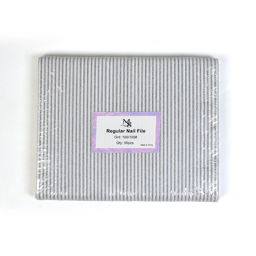 7 Inch Zebra Nail File | 80/80#Grit or 100/100#Grit Double‑Sided Nail File White Base（50pcs/pack）