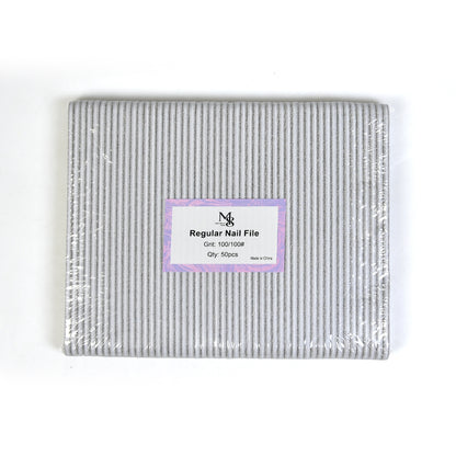 7 Inch Zebra Nail File | 80/80#Grit or 100/100#Grit Double‑Sided Nail File White Base（50pcs/pack）