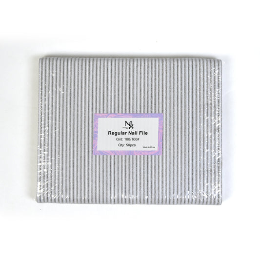 7 Inch Zebra Nail File | 80/80#Grit or 100/100#Grit Double‑Sided Nail File White Base（50pcs/pack）