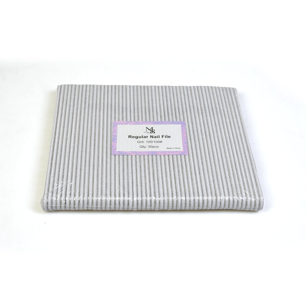 7 Inch Zebra Nail File | 80/80#Grit or 100/100#Grit Double‑Sided Nail File White Base（50pcs/pack）