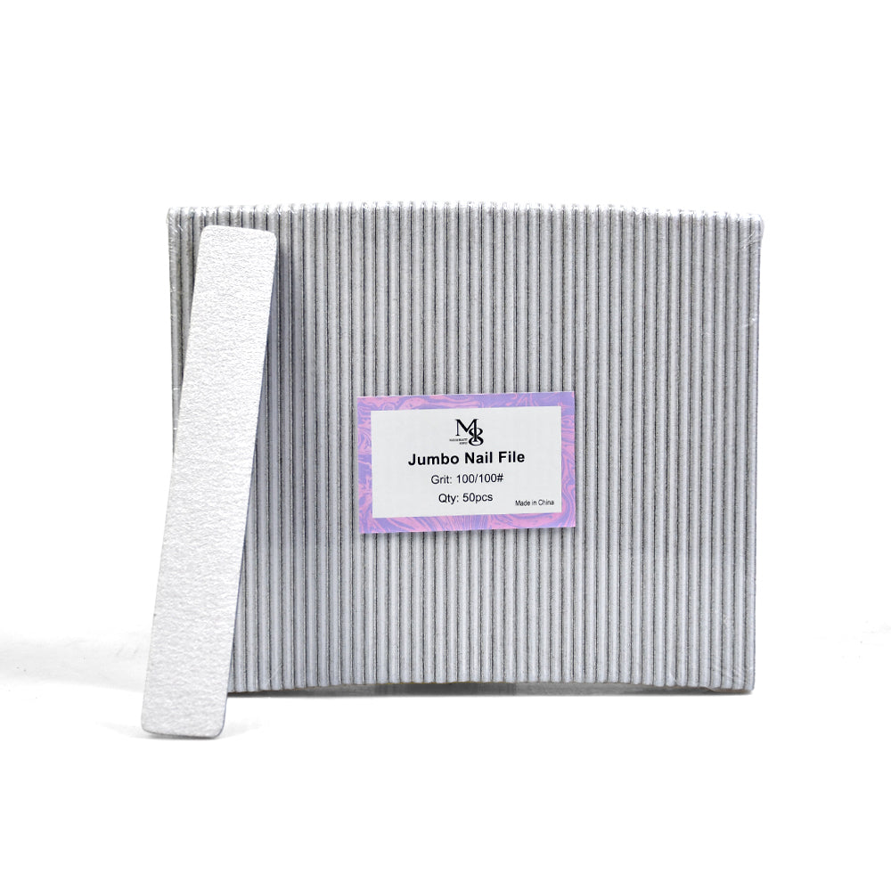7 Inch Jumbo Zebra Nail File | 80/80 & 100/100 Grit White Base Nail File（50pcs/pack）