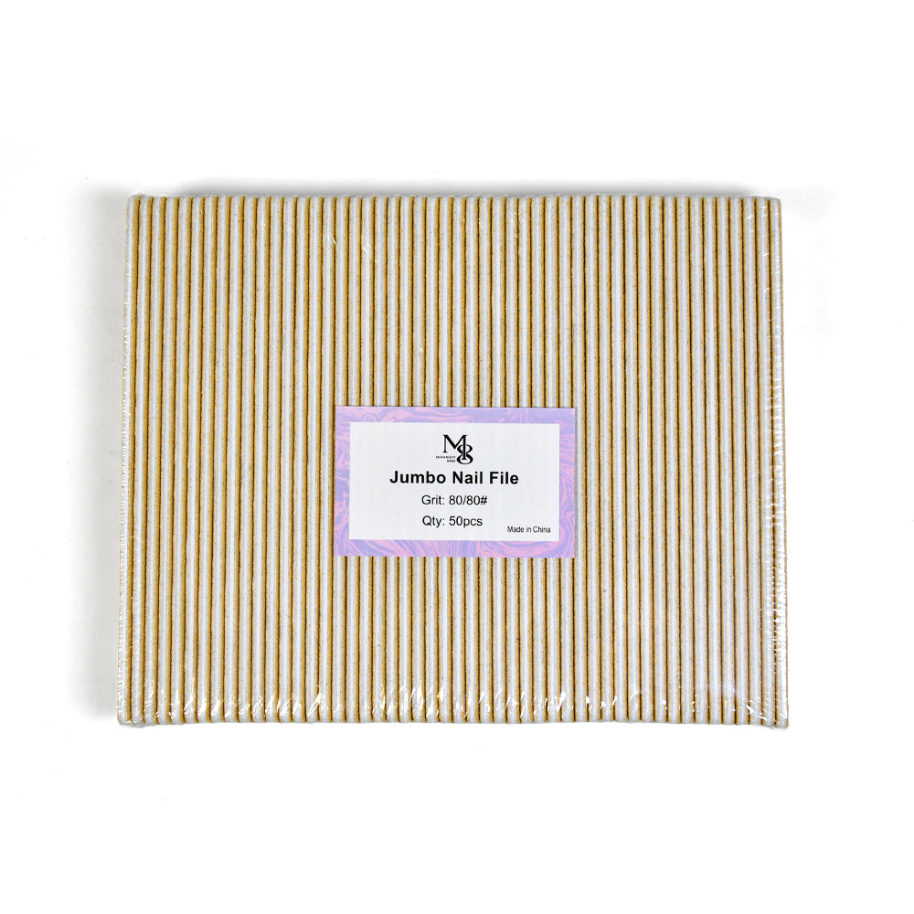 7 Inch Jumbo Golden Nail File | 80/80# Grit White Base Nail File（50pcs/pack）