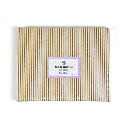 7 Inch Jumbo Golden Nail File | 80/80# Grit White Base Nail File（50pcs/pack）