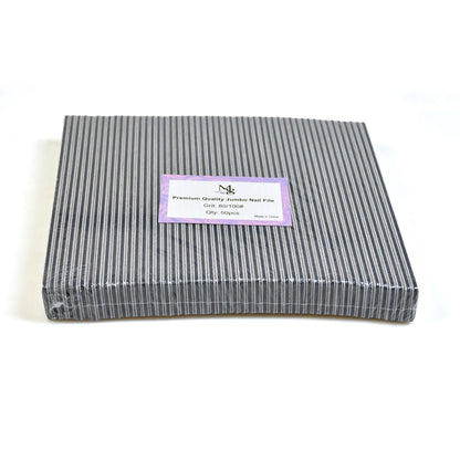 7 Inch Jumbo Zebra Nail File 80/100 Grit | 50Pcs Pack Black Plastic Base