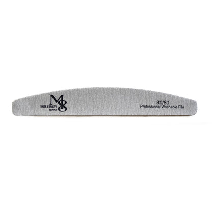 7 Inch Half Moon Zebra Nail File | 80/80 Grit White Base Nail File（50pcs/pack）