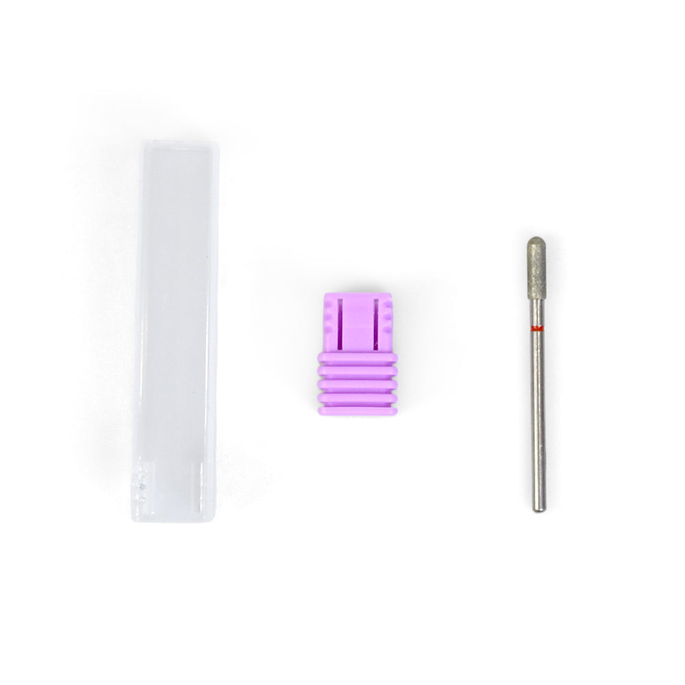 Fine Grit F Round Top Cylinder Diamond Nail Bit 3*10mm For Nail Surface Polishing
