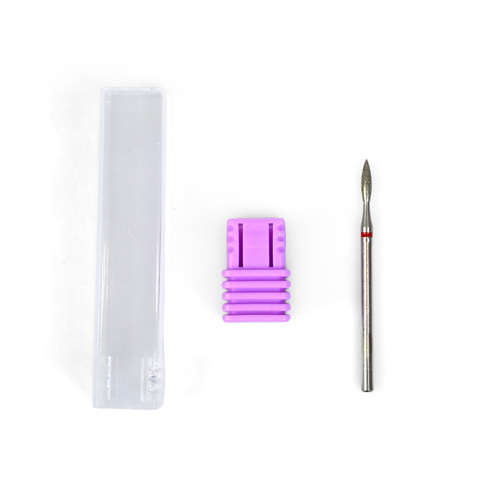 Fine Grit F Flame Diamond Nail Bit 2*8mm For Nail Drill Cuticle Clean