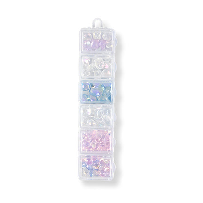 6 Grids Mixed AB Color K9 Nail Rhinestones Iridescent Round Crystal Gems