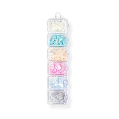 6 Grids Multi‑Iridescent Shell Fragments Nail Art Charms Shiny Shell Chips