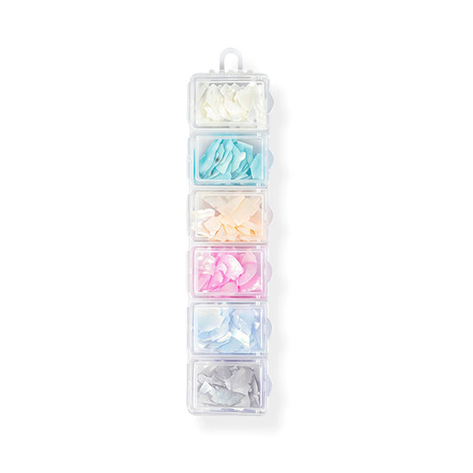6 Grids Multi‑Iridescent Shell Fragments Nail Art Charms Shiny Shell Chips