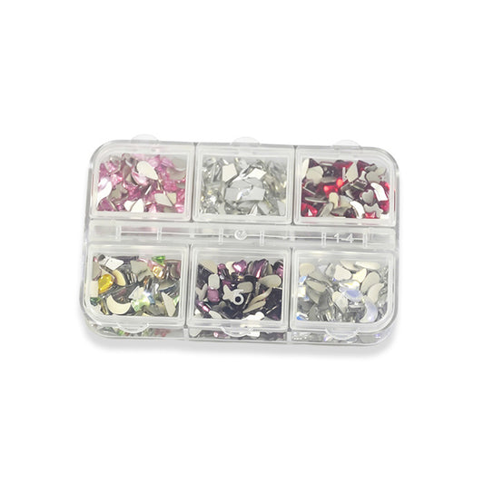 6 Grids Mixed Color Multi Shape Nail Art Sequins Mirror Metallic Flakes For DIY Manicure Salon Nail Decor